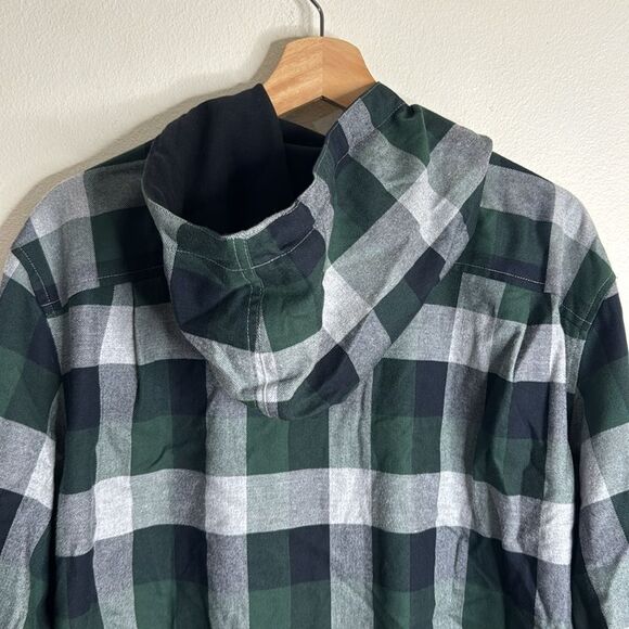 Eddie Bauer classic fit button down long sleeve flannel hooded size large - Picture 11 of 11